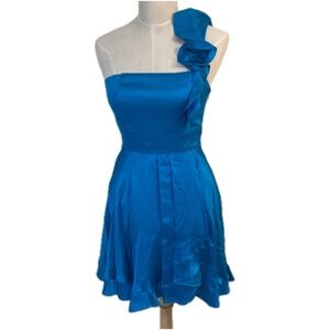 Bebe Party Elegant Blue One-Shoulder Dress Sz S